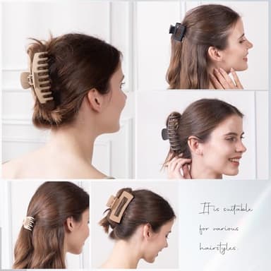 8 Pack Hair Clips for Women,Rectangle Claw Clips for Thick Hair, Double Row Small and Medium Claw Clips for Women Thin Hair, Nonslip,Strong Hold Jaw Clip - Image 5
