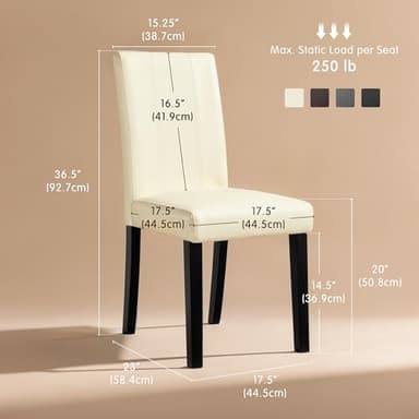 SyMax Dining Chairs Set of 6, Waterproof Leather Parson Dining Room Chairs, Modern High-End Kitchen Side Chairs for Bedroom, Living Room, Cream - Image 2