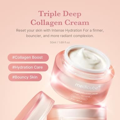 medicube Triple Collagen Cream - Hydrating & Firming Moisturizer with Hyaluronic Acid, Premium Elastin, Shea Butter - Wrinkle Care & Boosts Elasticity - Korean Skincare, 1.69 oz - Image 2