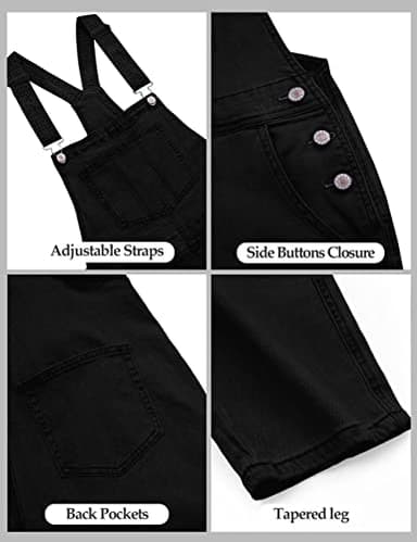 luvamia Women's Casual Adjustable Denim Bib Overalls Jeans Pants Fashion Loose Overall Jumpsuits Warm Onyx Black Size X-Large - Image 3