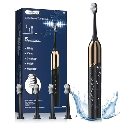 Electric Toothbrush for Adults, 5 Modes Sonic Toothbrush with 4 Brush Heads, 50000 VPM Deep Clean, 100-Day Battery Life, IPX7 Waterproof Rechargeable Toothbrushes Built-in Smart Timer for Home, Travel - Image 1