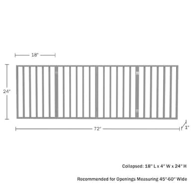 Pet Gate - 4-Panel Indoor Foldable Dog Fence for Stairs, Hallways, or Doorways - 72x24-Inch Retractable Wood Freestanding Dog Gates by PETMAKER (Gray) - Image 3