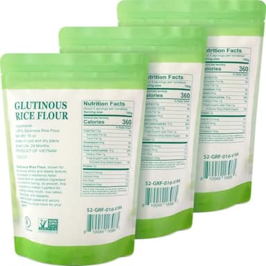 52USA Glutinous Rice Flour 48 Ounce (Basic), 1 Pound (Pack of 3), Rice Flour for Baking or Cooking, Product of THAILAND, All Natural White Rice Flour, Vegan - Image 2