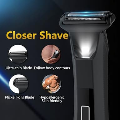 Manscaper Trimmer for Men, 2-in-1 Ball & Body Hair Groomer - Pubic & Groin Hair Shaver with Dual-Head, No-Nick Shaving, Smooth Grooming - Lightweight, Travel Lock, IPX7 Waterproof & LED Display - Image 6