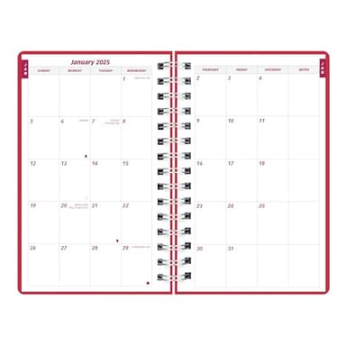 Brownline® 2025 DuraFlex Daily/Monthly Planner, Appointment Book, 12 Months, January to December, Twin-Wire Binding, 8" x 5", Raspberry (CB634V.RAS-25) - Image 3