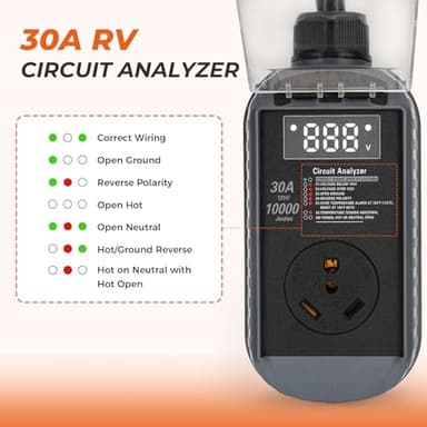 ALIESTFDNO Smart RV Surge Protector 30 Amp 10000 Joules with High/Low Voltage Protection, RV Circuit Analyzer Full Protection, Upgraded Waterproof RV Adapter Plug for Camping Travel Trailer - Image 2