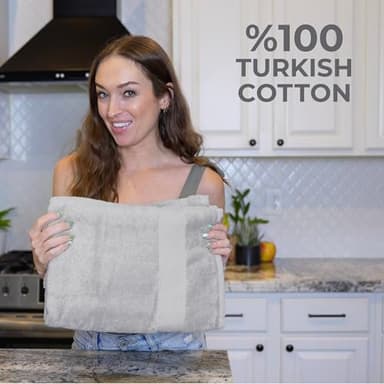 TEXTILOM 100% Turkish Cotton 6 Pcs Luxury Bath Towels, Soft & Absorbent Bathroom Towels Set (2 Bath Towel, 2 Hand Towel, 2 Washcloths)- Light Grey - Image 3