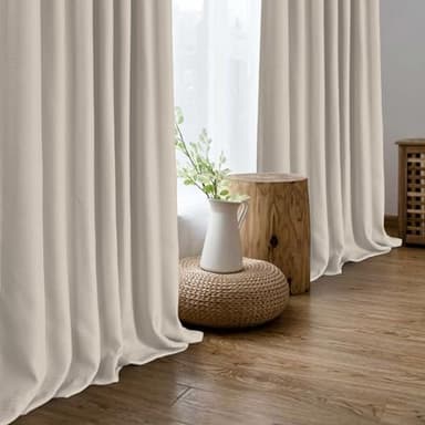 100% Blackout Shield Faux Linen Blackout Curtains for Bedroom 84 Inches Long, Back Tab/Rod Pocket Room Darkening Drapes for Living Room 2 Panels Set, 50" W x 84" L, Thatched Tan - Image 8