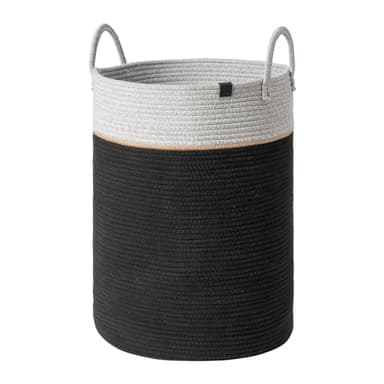 LA JOLIE MUSE Woven Basket Rope Storage Baskets - Large Cotton Organizer, Basket for Baby Blanket, Kids Toy Nursery Laundry Basket Ebony Black XL - Image 1