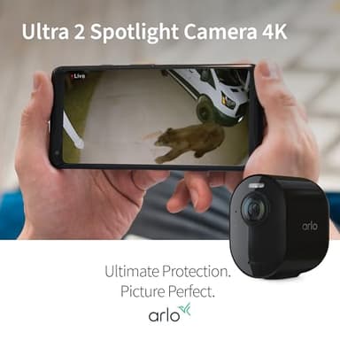 Arlo Ultra 2 Spotlight Camera 4K HDR (2 Cameras, SmartHub Included & Required) | Wireless Home Security Camera | Color Night Vision, Motion Sensor, 180º View, 2-Way Audio, Black - Image 8