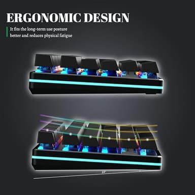 Black Emblem Mechanical Gaming Keyboard with Linear Red Switches, RGB Backlit Full Size 104 Key Programmable Wired Keyboard with Aluminum Base for Gaming/Typing/PC/Mac - Image 7