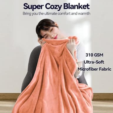 Fleece Blanket Lightweight Throw Blankets for Sofa,Couch,Bed,Super Soft Cozy Microfiber Blanket(Orange，5060) - Image 5