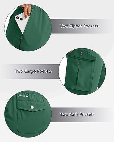 Soothfeel Women's Cargo Capris Pants with 6 Pockets Lightweight Quick Dry Travel Hiking Summer Pants for Women Casual (Green, 3XL) - Image 4
