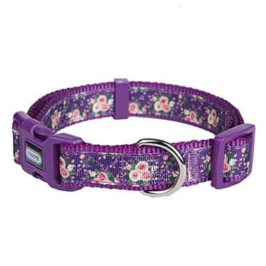 YUDOTE Floral Dog Collars Adjustable Nylon Collar with Quick Release Buckle for Female Male Dogs, Purple, Small - Image 2