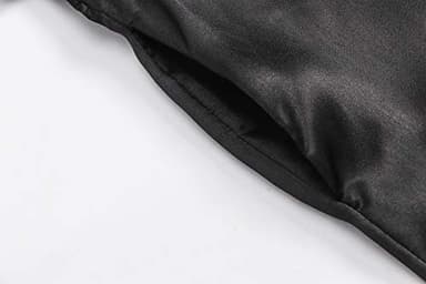 ExpressBuyNow Women's Short kimono Robe Satin robe for wedding, Black, Large - Image 3