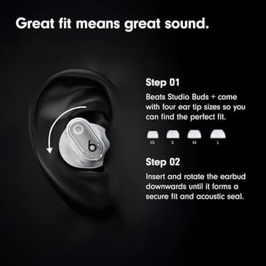 Beats Studio Buds + | True Wireless Noise Cancelling Earbuds, Enhanced Apple & Android Compatibility, Built-in Microphone, Sweat Resistant Bluetooth Headphones, Spatial Audio - Cosmic Silver - Image 2