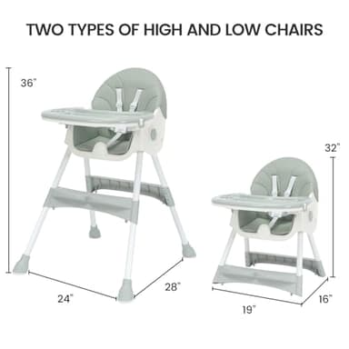 3-in1 Highchair, High Chairs for Babies and Toddlers,Convertible High Chair, Light Weight Portable High Chair, Adjustable Height and Movable Double Tray - Image 2