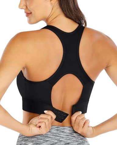 Ewedoos Sports Bras for Women High Support High Impact Sports Bras for Women Large Bust Push up Racerback Workout Running Bra Black - Image 1