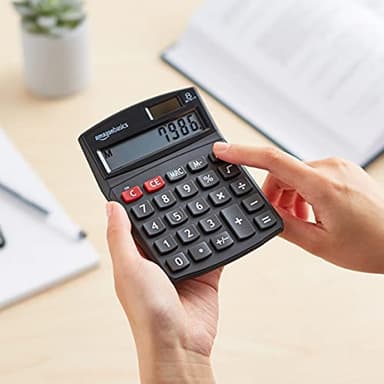 Amazon Basics LCD 8-Digit Desktop Calculator, Portable and Easy to Use, Black, 1-Pack - Image 6