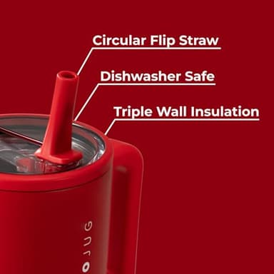 HydroJug Traveler - 40 oz Water Bottle with Handle & Flip Straw - Fits in Cup Holder, Leak Resistant Tumbler-Reusable Insulated Stainless Steel & Rubber Base - Gifts for Women & Men, Alumni Red - Image 3