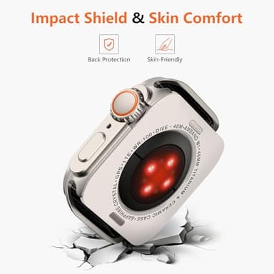amBand Metal Case Compatible with Apple Watch Series 10 46mm, W1 Rugged Bumper Protector [Turn into Ultra 2/1 Look], Hard Frame with Back Cover Stylish Accessories for iWatch Men, Natural Titanium - Image 4