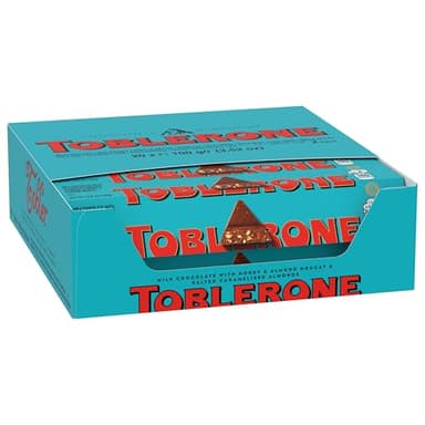 TOBLERONE Milk Chocolate Bar with Salted Caramelized Almonds and Honey and Almond Nougat, Bulk Chocolate, 20 - 3.52 oz Bars - Image 12