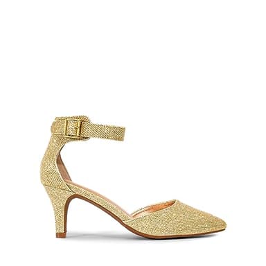 DREAM PAIRS Kitten Heel Low Heel for Women Closed Pointed Toe Pumps Wedding Party Sexy Dress Shoes Lowpointed,Size 7,Gold/Glitter,LOWPOINTED - Image 2