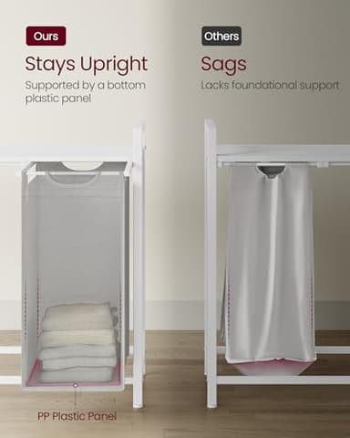 VASAGLE Laundry Hamper, Laundry Basket, Laundry Sorter with 3 Pull-Out and Removable Bags, Shelf, Metal Frame, 3 x 10.6 Gallons (40 L), 36.4 x 13 x 28.4 Inches, Dove Gray and Cloud White UBLH301W03 - Image 6