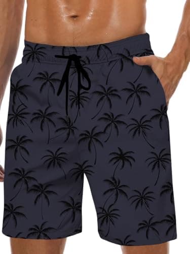Men's Swim Trunks Hawaiian Bathing Mesh Lining Suit Swimsuits Beach Shorts with Pockets - Image 1