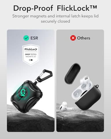 ESR for AirPods Pro 2 Case (2023/2022/2019, 2nd/1st Gen), Compatible with AirPods Pro 2nd Generation (USB-C/Lightning Cable), Effortless MagSafe, Drop-Proof Lock, Easy Open, Cyber Series, Black - Image 4
