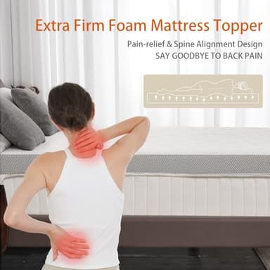 Extra Firm Mattress Topper Twin XL Size 3 Inch, Pain Relieving Foam Bed Topper for Extra Support, High-Density Foam Mattress Pad with Removable Cover, No Smell, CertiPUR-US Certified, 80" x 38" - Image 2