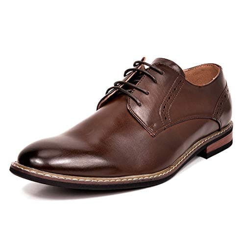 Bruno Marc Mens Leather Lined Dress Shoes, Dark Brown - 10 (Oxford) - Image 1