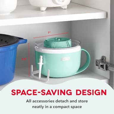 DASH My Mug Ice Cream Maker Machine (Aqua): Multi-Purpose Soft Serve Ice Cream Machine with (2) Bowls for Homemade Gelato, Sorbet, Frozen Yogurt, Built-In Ingredient Chute, Easy to Clean and Store - Image 7