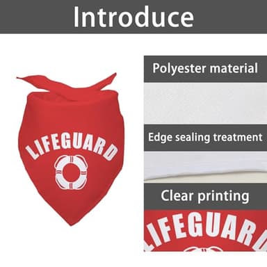 Lifeguard Dog Bandana Funny Cute Pet Dog Cat Bandana Red Dog Bandana Photo Prop Pet Scarf Decorations Accessories for Dog Lovers Owner Gift - Image 3