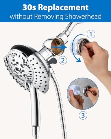INAVAMZ 2-in-1 Filtered Shower Head with Handheld: Dual Shower Heads with Rain Shower & Handheld Shower Head, 10-Mode Detachable Shower Head with Massage Spray, Shower Trim Systems - Image 5