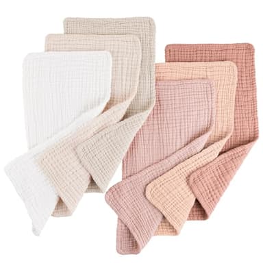 Konssy Muslin Baby Burp Cloths 6 Pack, Soft Absorbent 100% Cotton Burping Clothes for Newborns, Baby Boys and Girls, Unisex - Image 1