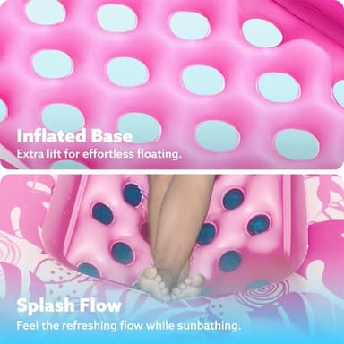 SLOOSH Inflatable Pool Floats with Cooling Water Hole,72" x 38" Daybed Pool Lounger Adults with Cup Holders, Adjustable Backrest Tanning Lounger Chair, Floaties Rafts (Pink) - Image 3