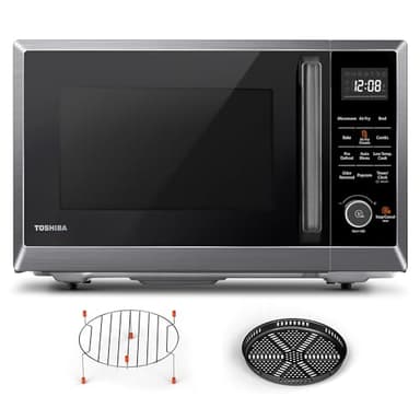 TOSHIBA Combo 8-in-1 Countertop Microwave Oven, with Convection, Broil, Odor Removal Mode, 12.4" Position Memory Turntable, Child-Lock, Black Stainless Steel, ML2-EC10SA(BS) A, Air Fryer-1.0 Cu.Ft - Image 1