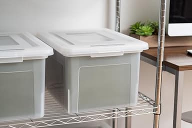 IRIS USA File Box, Plastic File Organizer with Lids for Letter/Legal File, Portable Document Box For Moving, Storage Bin with Durable and Secure Lid, Stackable Nestable BPA-Free, Clear 35 Qt. 4 Pack - Image 8