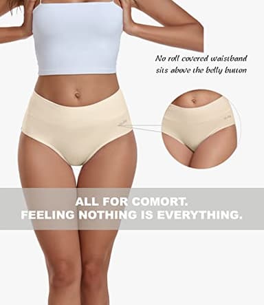 coskefy Women's High Waisted Cotton Underwear Soft Breathable Panties Stretch Briefs 5 Pack - Image 4
