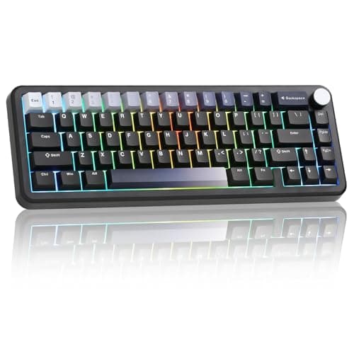 YUNZII B68 Wireless Mechanical Keyboard,Tri-Mode BT5.0/2.4GHz/USB-C,Cute PBT Keycaps,Hot Swappable Creamy Typing Gasket Mounted,RGB Backlit NKRO for Win/Mac (Black, Cocoa Cream V2 Switch) - Image 1