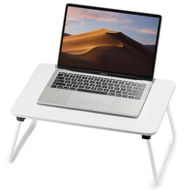 FISYOD Foldable Lap Desk, Laptop Bed Desk, Portable Bed Table, Laptop Stand for Bed & Couch, Lightweight & Mini - White - Image 1