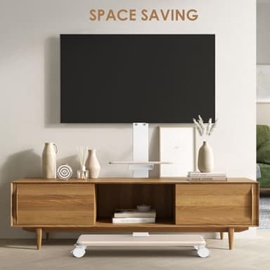 Neothm Rolling TV Stand with Power Outlet for 32-75 Inch TVs up to 110 lbs, Tilt & Swivel Mobile TV Stand on Wheels Portrait Height Adjustable Mobile TV Cart with Wood Shelf, Max VESA 600x400mm White - Image 8