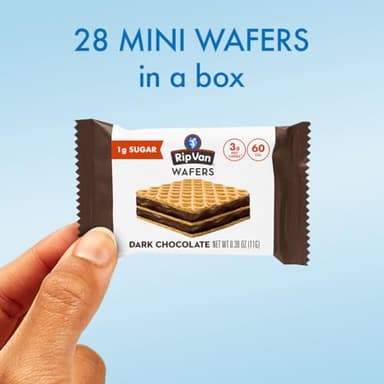 Rip Van Wafels Dark Chocolate Mini Wafer Cookies - Healthy Snacks - Mini Keto Cookies - Keto Snacks - Low Carb, Low Sugar (1g), Low Calorie and Vegan Snack - 28 Count - Image 4