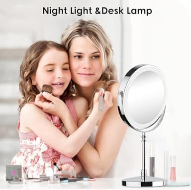 Lighted Makeup Mirror, 3000 mAh Rechargeable Double Sided Magnifying Vanity Mirror with 3 Colors, 1x/10x, 360° Rotation , Brightness Adjustable Magnification Cosmetic Light up Mirror, Women Gift - Image 6