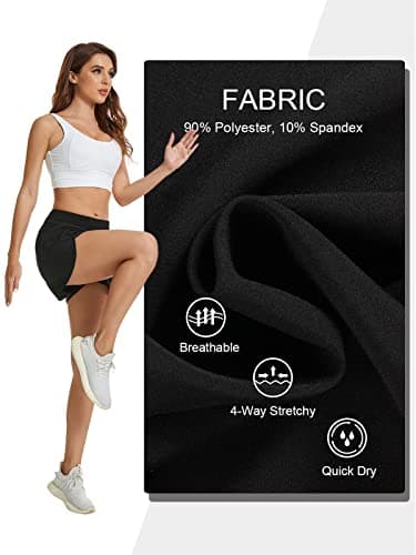 Blooming Jelly Womens Quick-Dry Running Shorts Sport Athletic Active Workout Shorts with Pockets 1.75" (Large, Black) - Image 4