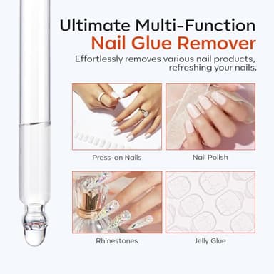 Modelones 50 ML Nail Polish Glue Remover for Press On Nails, Upgrade Clear Stick On Nails Remover for Acrylic Tips, Nail Polish Remover with Wood Stick - Image 4