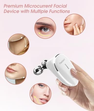ELISHINE Microcurrent Facial Devices, Face Microcurrent Device, Facial Roller Massager for Double Chin, Boost Skin Care Products Absorption, Glossy White - Image 3