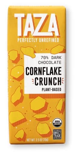 Taza Chocolate Organic Smooth & Crunchy Bars 70% Stone Ground, Cornflake Crunch 2.5 Ounces (10 Count), Vegan - Image 1