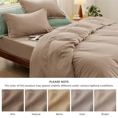 Bedsure Duvet Cover Queen Size with Fitted Sheet - 4 Pieces Prewashed Cotton-Like Extra Soft Bedding Set, Includes 1 Duvet Cover 90x90 Inches, 2 Pillow Shams, 1 Fitted Sheet, Deep Beige - Image 9